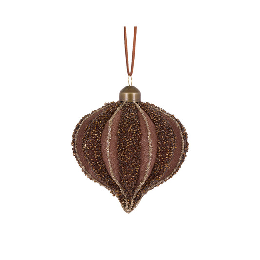 CHOCOLATE EMBELLISHED RIBBED ONION BAUBLE