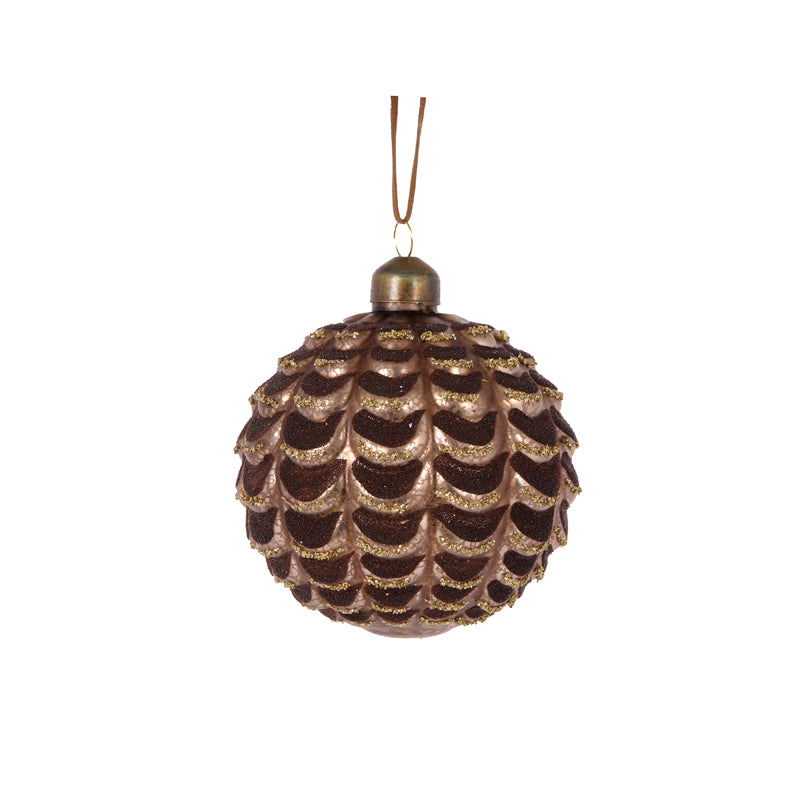 BROWN VELVET RUFFLES BAUBLE