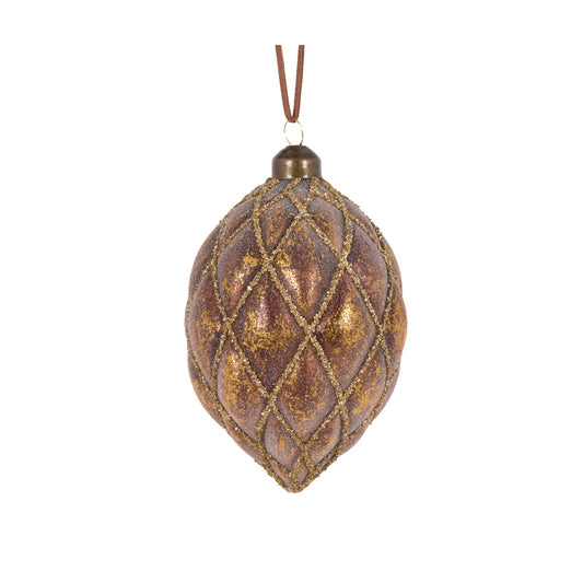METALLIC BROWN QUILT DROP BAUBLE