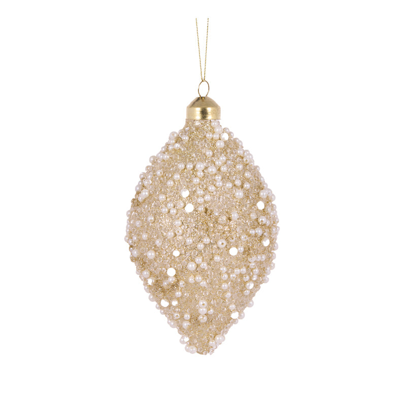 CHAMPAGNE ENCRUSTED PEARL DROP BAUBLE