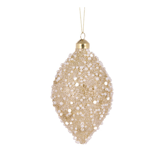 CHAMPAGNE ENCRUSTED PEARL DROP BAUBLE