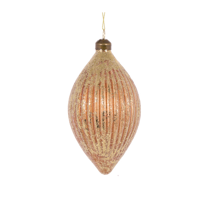 ANTIQUE GOLD RIBBED DROP BAUBLE
