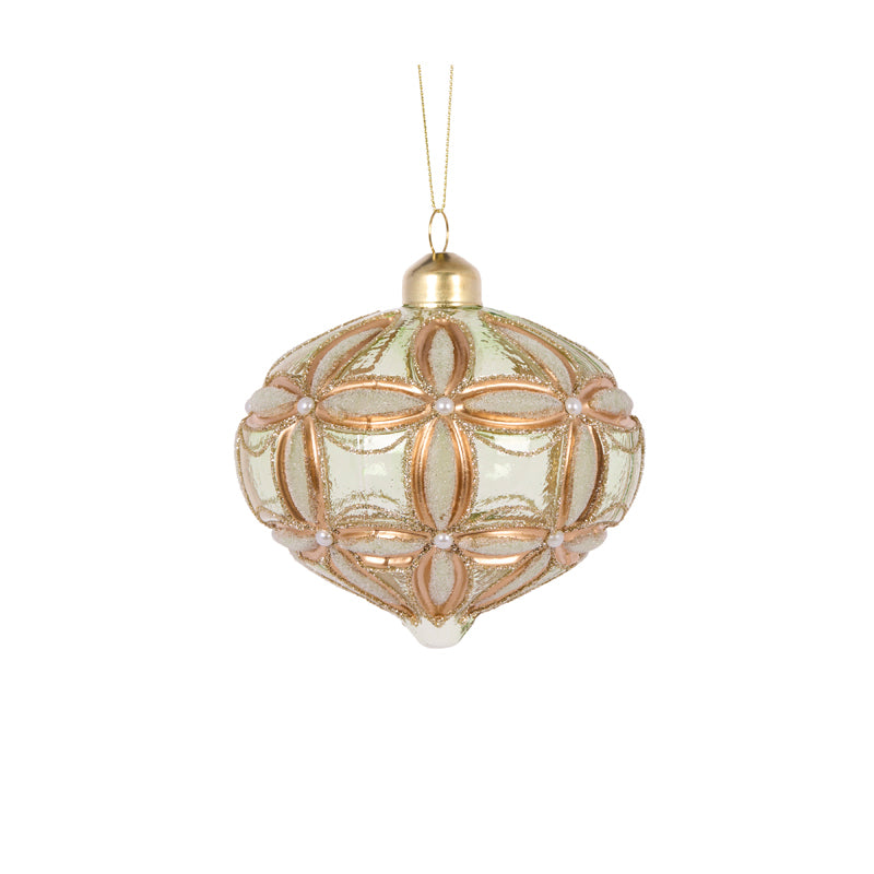 SAGE EMBOSSED FLEUR ONION BAUBLE