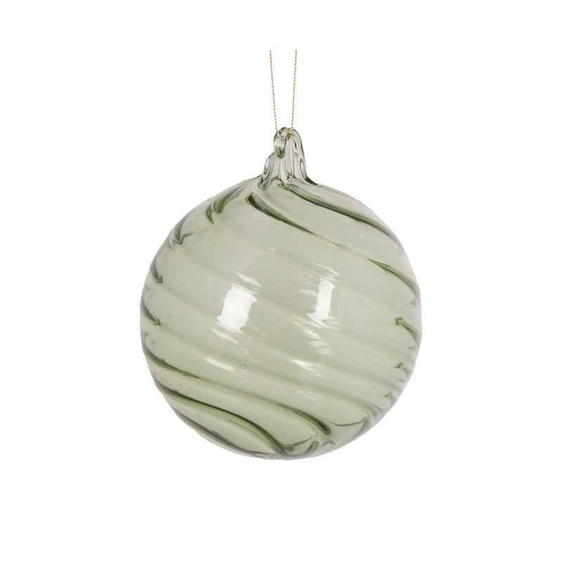 CLEAR GREEN SWIRL BAUBLE