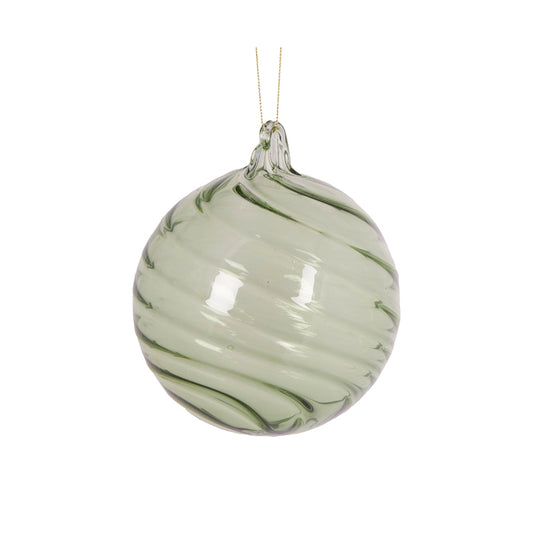 CLEAR GREEN SWIRL BAUBLE