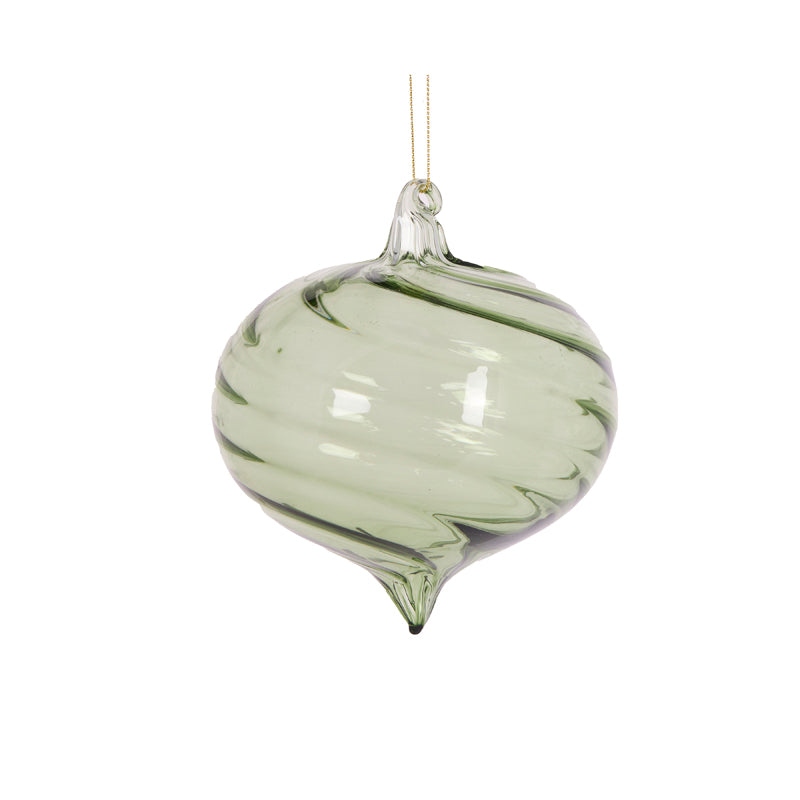 CLEAR GREEN SWIRL ONION BAUBLE