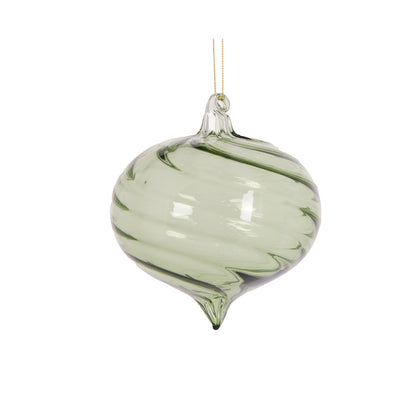 CLEAR GREEN SWIRL ONION BAUBLE