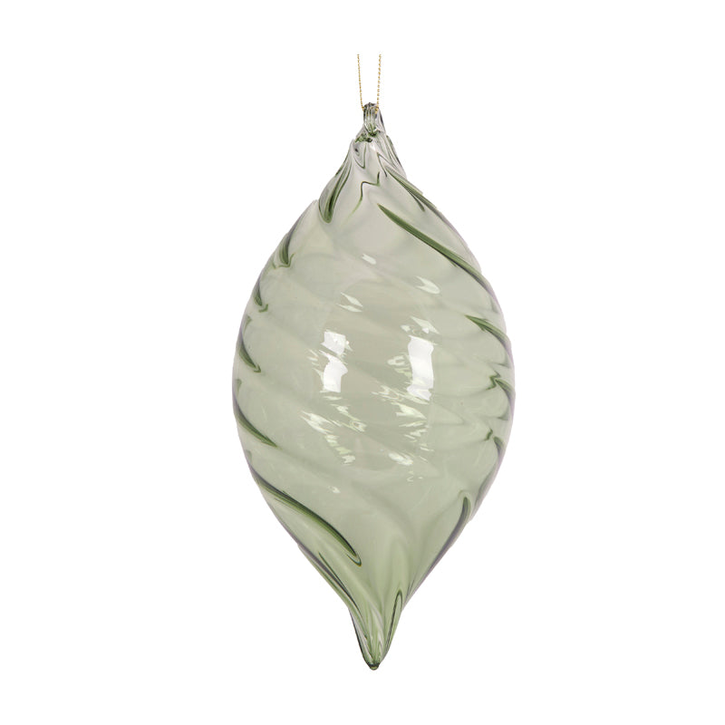 CLEAR GREEN SWIRL DROP BAUBLE