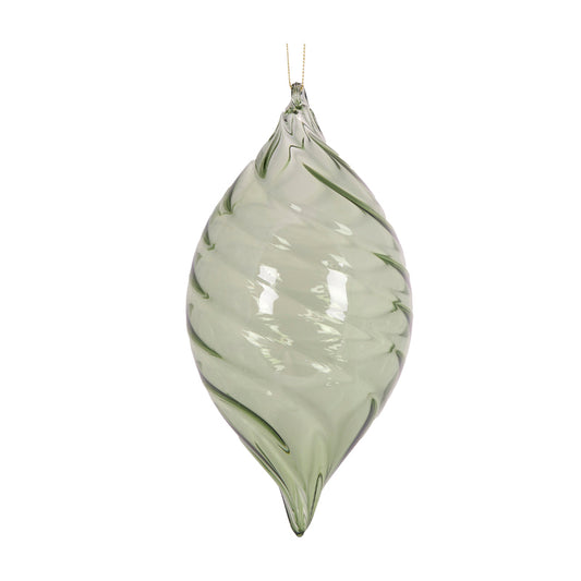 CLEAR GREEN SWIRL DROP BAUBLE