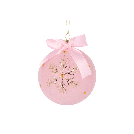 PINK BOW SNOWFLAKE BAUBLE
