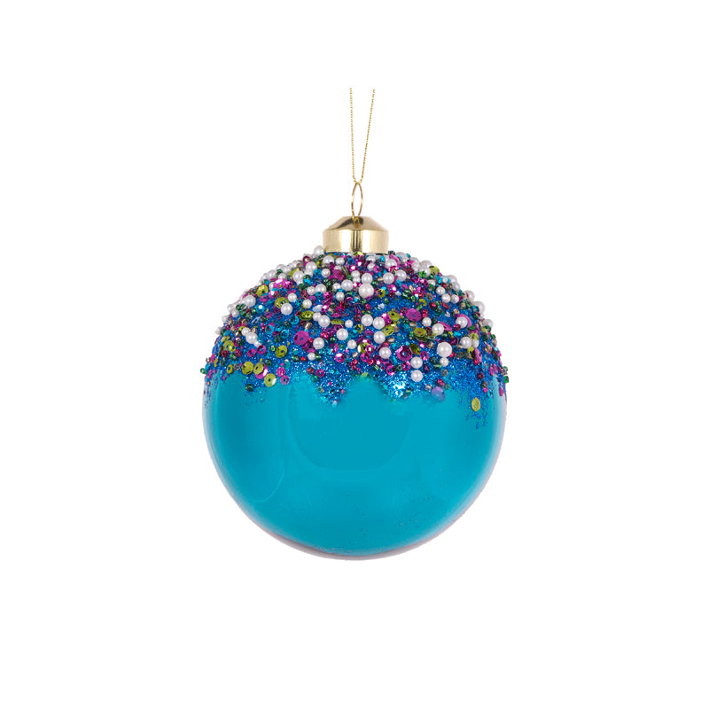 BLUE CONFETTI TOPPED BAUBLE