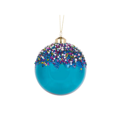 BLUE CONFETTI TOPPED BAUBLE