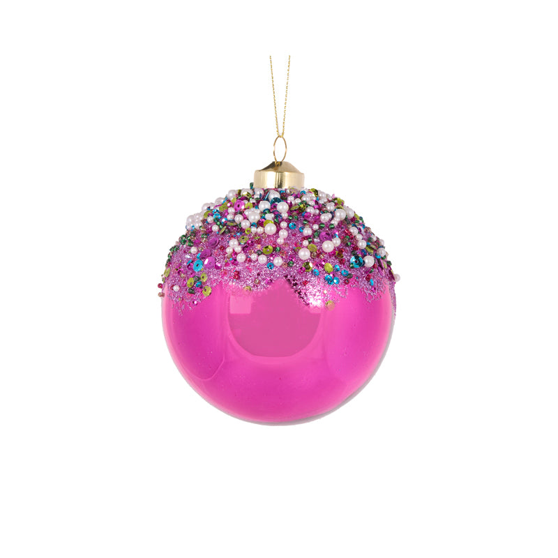 PINK CONFETTI TOPPED BAUBLE