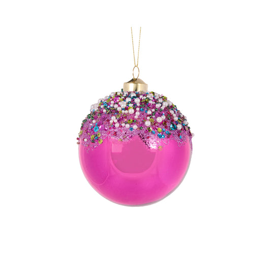 PINK CONFETTI TOPPED BAUBLE