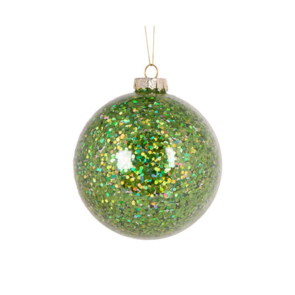 GREEN GLITTER FILLED BAUBLE