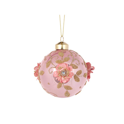 EMBELLISHED PINK POPPY BAUBLE