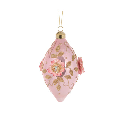 EMBELLISHED PINK POPPY DROP BAUBLE