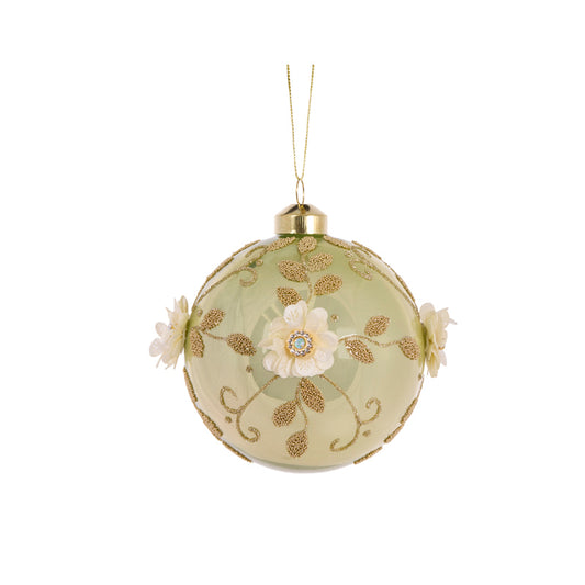 GREEN EMBELLISHED GARDEN BAUBLE