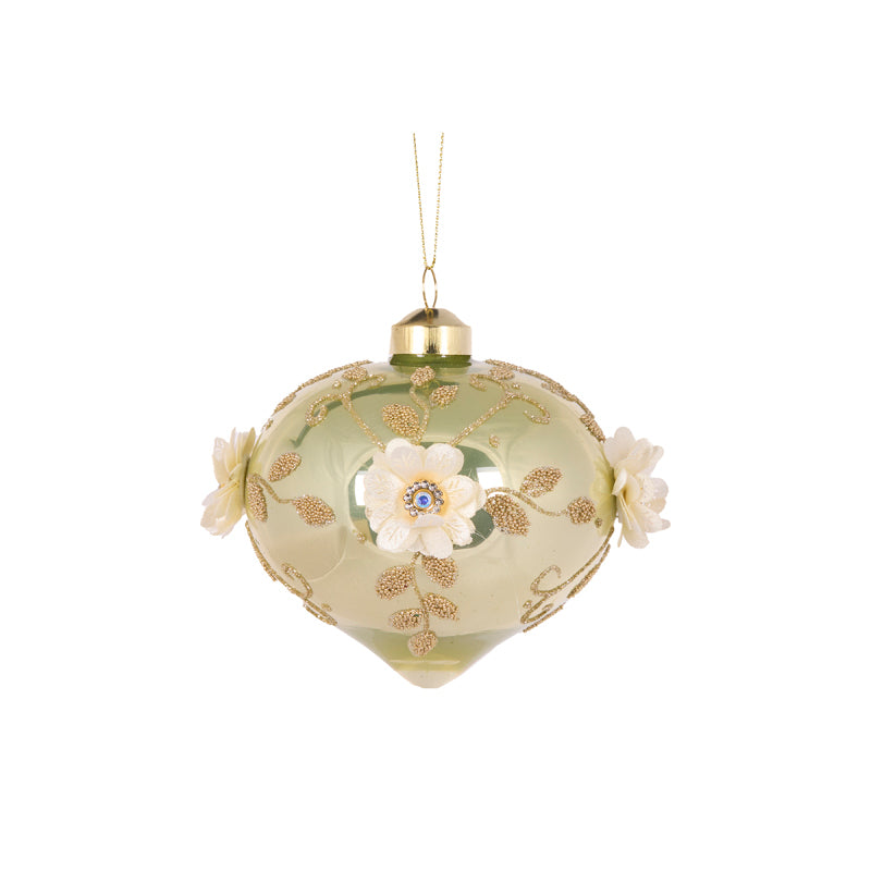 GREEN EMBELLISHED GARDEN ONION BAUBLE
