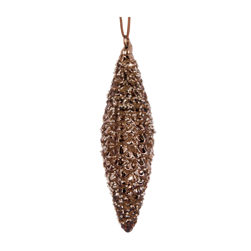 BROWN EMBOSSED DROP BAUBLE