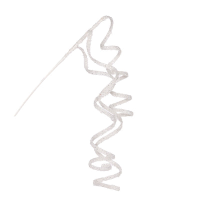 WHITE GLITTERED RIBBON SPRAY