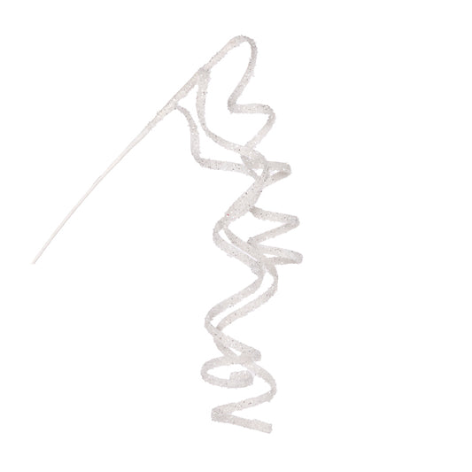 WHITE GLITTERED RIBBON SPRAY