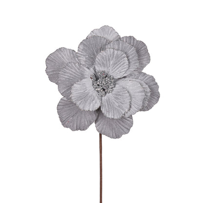 SILVER SIMPLE LAYERED VELVET FLOWER