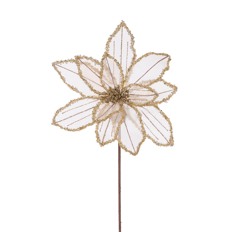 CHAMPAGNE GLITTERED ORGANZA POINSETTIA
