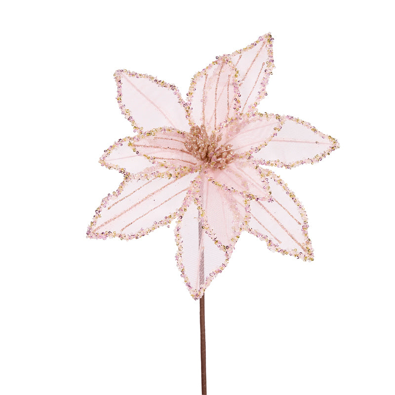PINK GLITTERED ORGANZA POINSETTIA