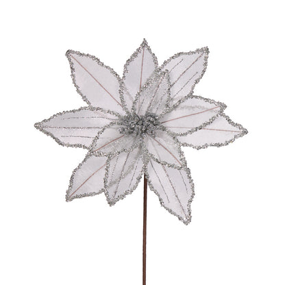 SILVER GLITTERED ORGANZA POINSETTIA