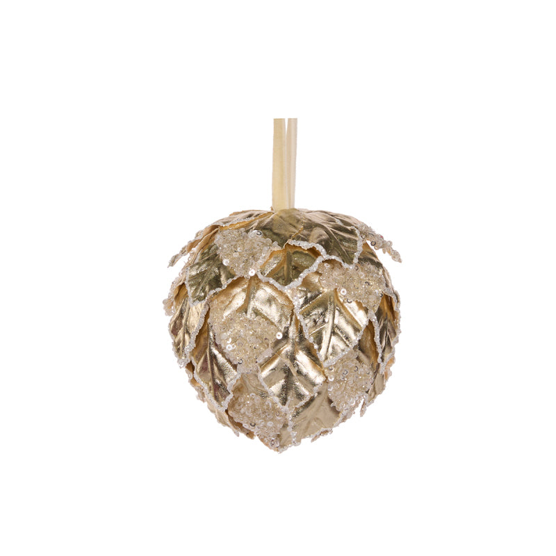 CHAMPAGNE PEARL LEAF BAUBLE