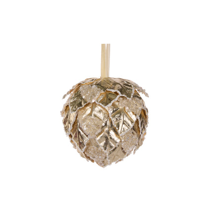 CHAMPAGNE PEARL LEAF BAUBLE