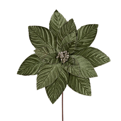 LUXE MINT VELVET EMBOSSED POINSETTIA