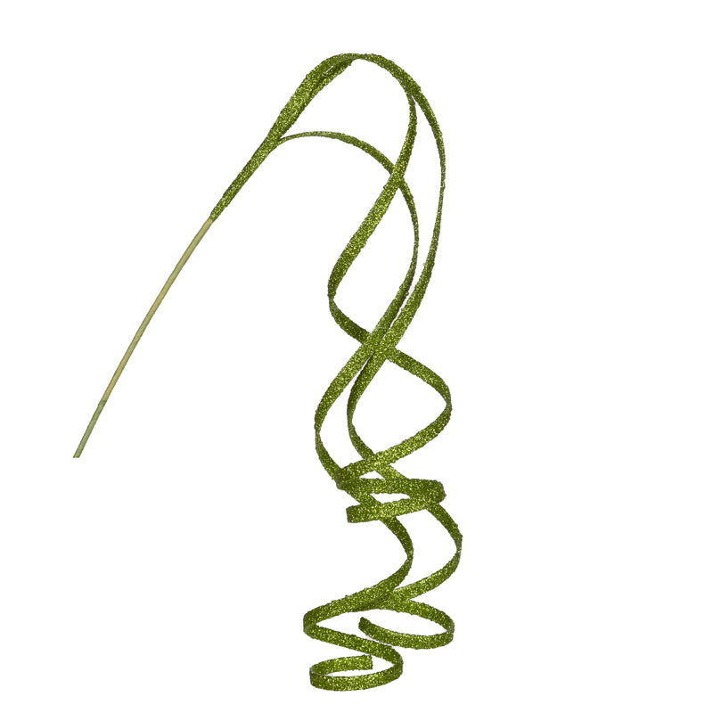 GREEN GLITTERED RIBBON SPRAY