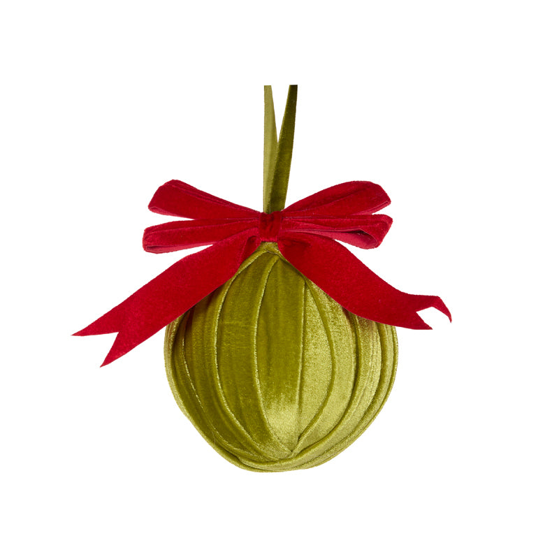 GREEN BOW TOPPED BAUBLE