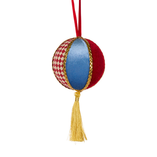 10 CM VELVET CIRCUS BAUBLE WITH TASSLE