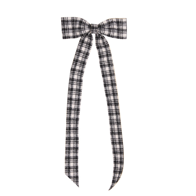 BLACK PLAID LONG BOW