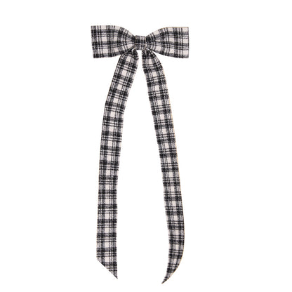 BLACK PLAID LONG BOW