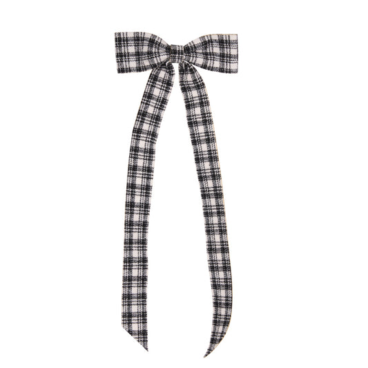 BLACK PLAID LONG BOW