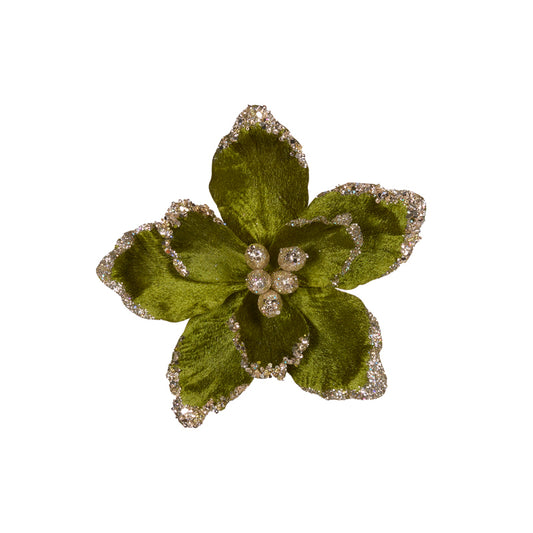 GREEN EMBELLISHED CLIP FLOWER