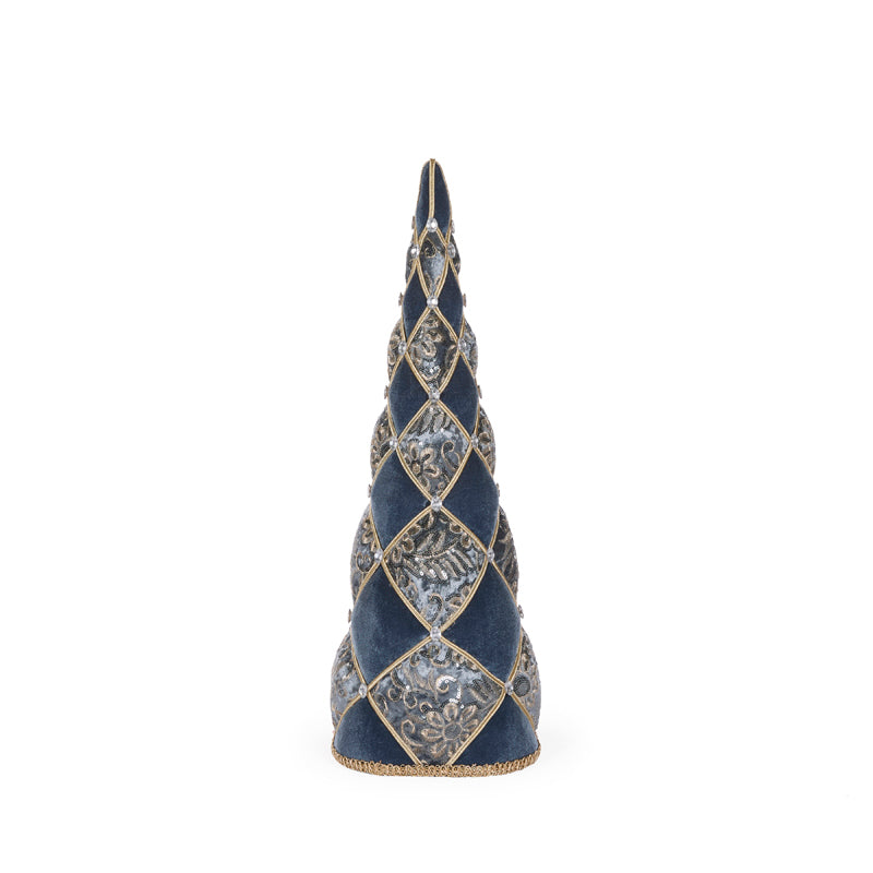 57 CM BLUE QUILTED DAMASK TREE