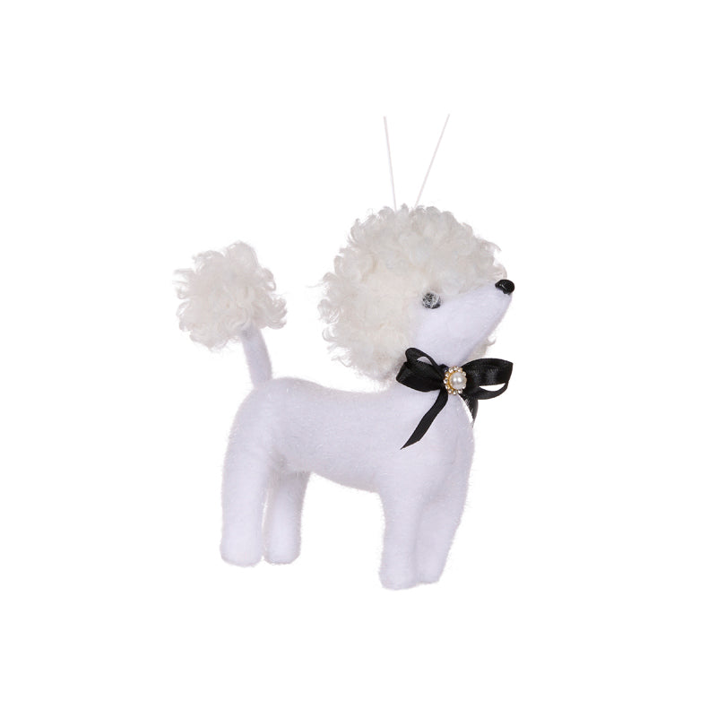 HANGING WHITE POODLE WITH BOW