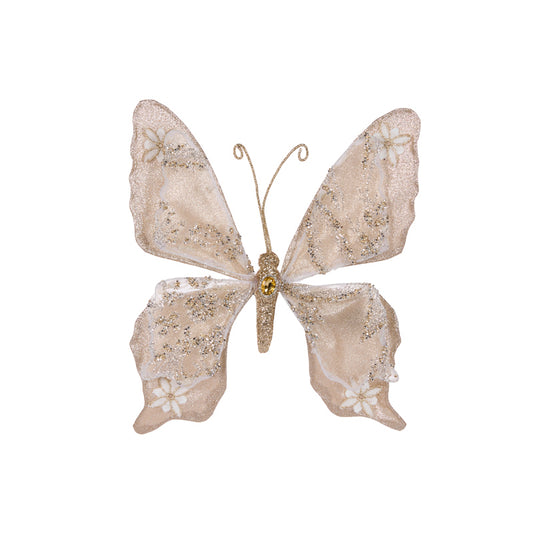 SHEER CHAMPAGNE FLORAL BUTTERFLY