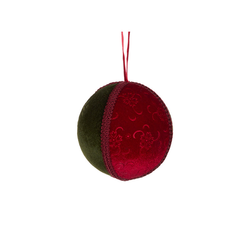 FABRIC RED TARTAN SEGMENT BAUBLE