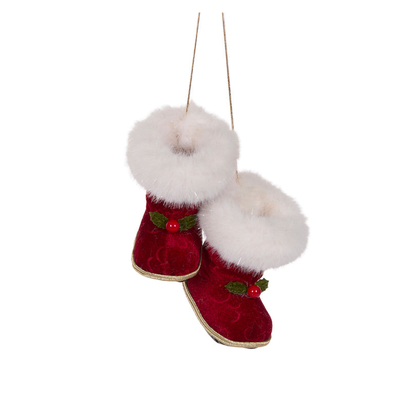 HANGING VELVET SANTA BOOTS