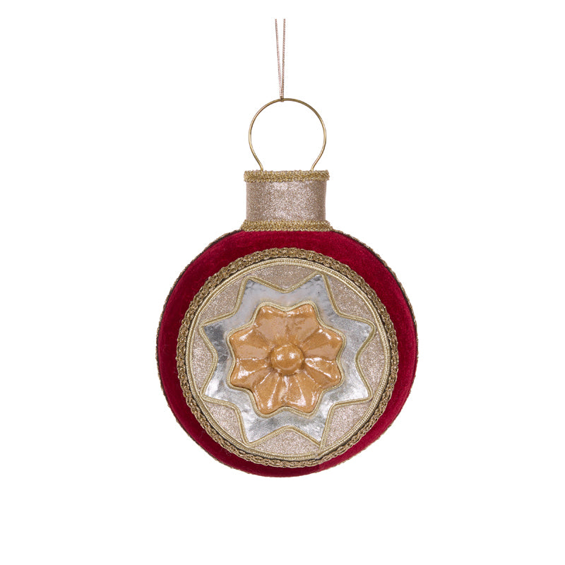 26 CM RED VELVET REFLECTOR ORNAMENT
