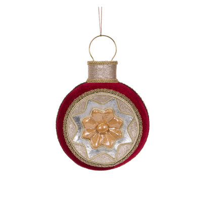 26 CM RED VELVET REFLECTOR ORNAMENT
