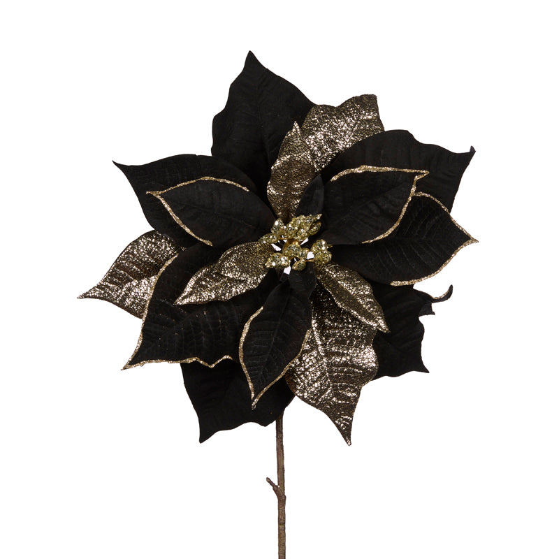 NATURAL BLACK AND GOLD POINSETTIA STEM