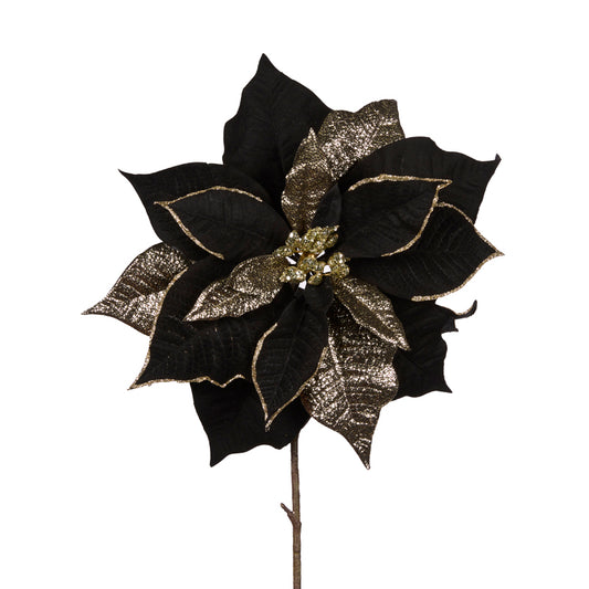 NATURAL BLACK AND GOLD POINSETTIA STEM