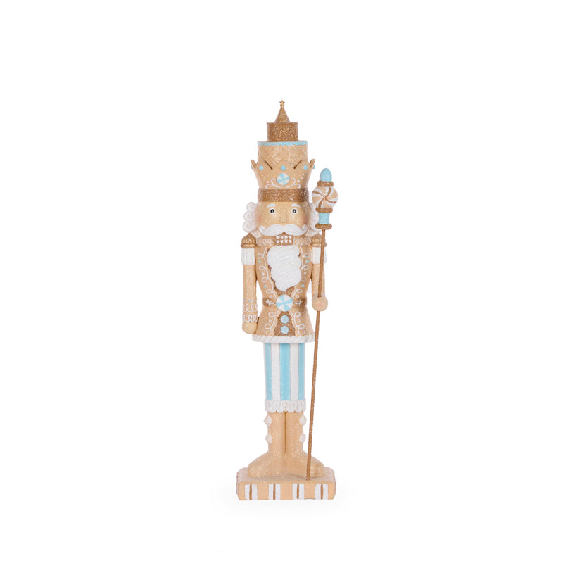 38 CM BLUE GINGERBREAD NUTCRACKER WITH STAFF